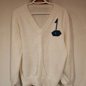 White v neck golf  sweater